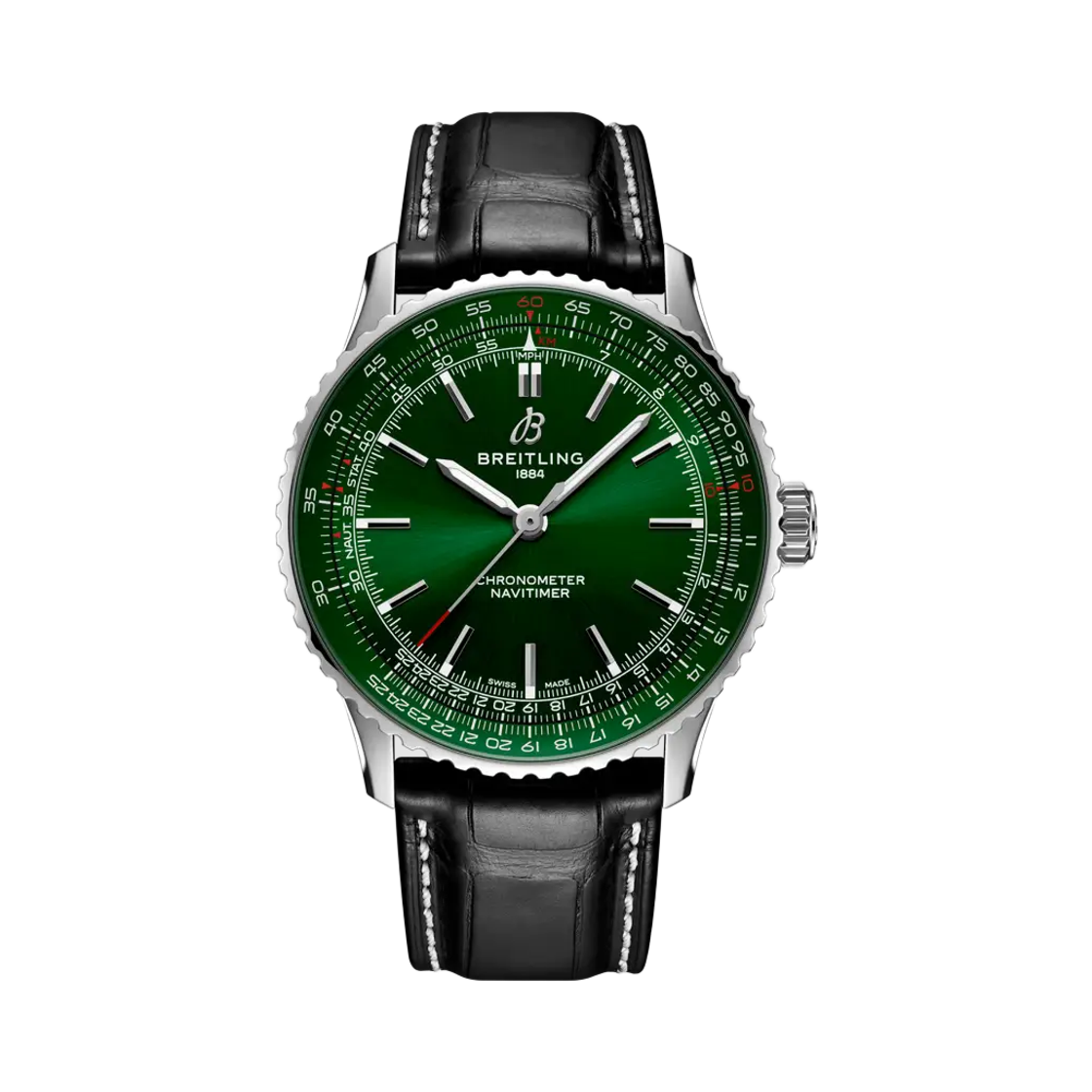 브라이틀링 내비타이머 오토매틱 41mm 블랙 크로커다일 레더 그린(Breitling Navitimer Automatic 41mm Black Crocodile Leather Green)