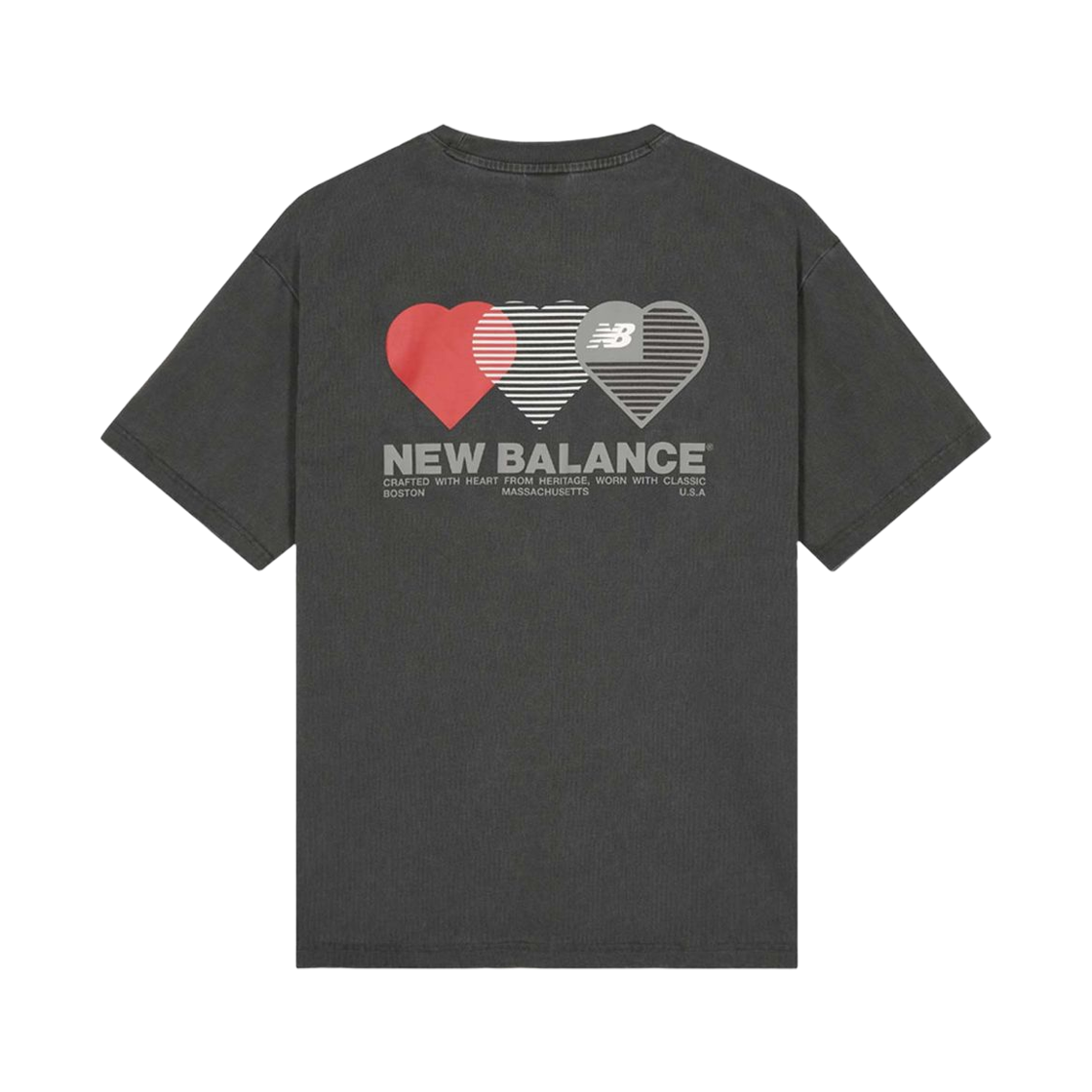 NBNEG2A073-60 New Balance The Valentine Semi Over Fit Heart Graphic T-Shirt Charcoal