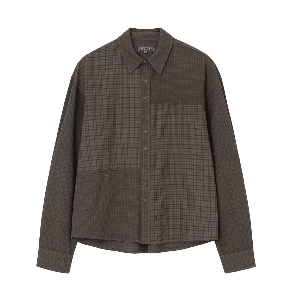 ML722WBR Millo Archive Cozel Washed Check Shirt Washed Brown
