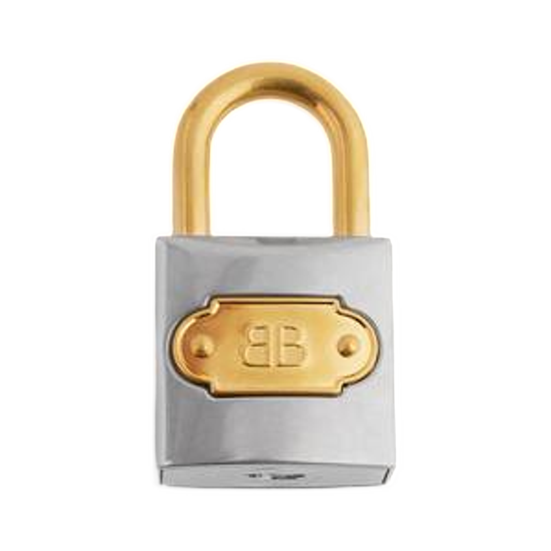 8562142AB3Q8873 Balenciaga Charm Keychain BB Padlock In Silver Gold
