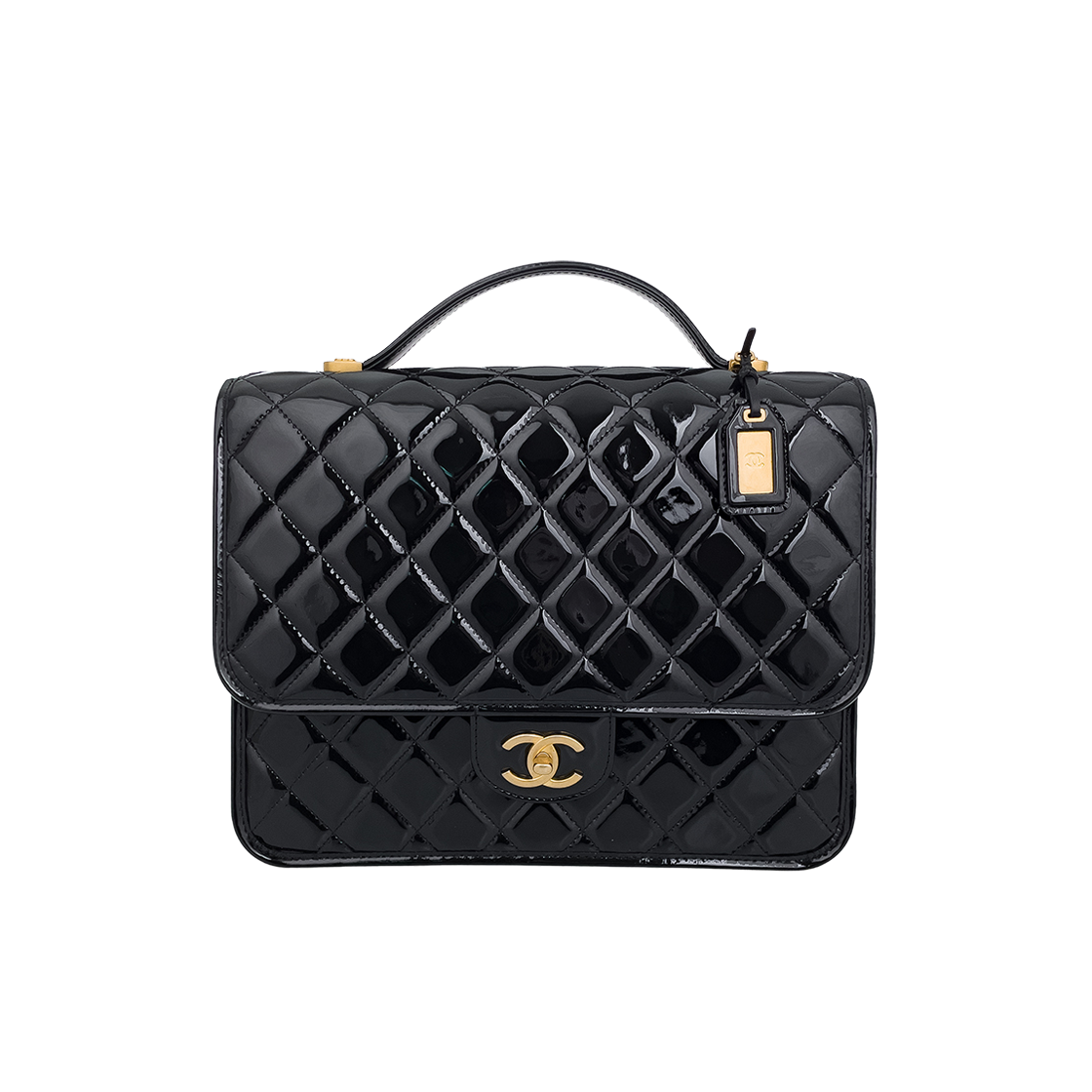 ITCQL349W3UG Chanel Vintage Black Patent School Memory Backpack