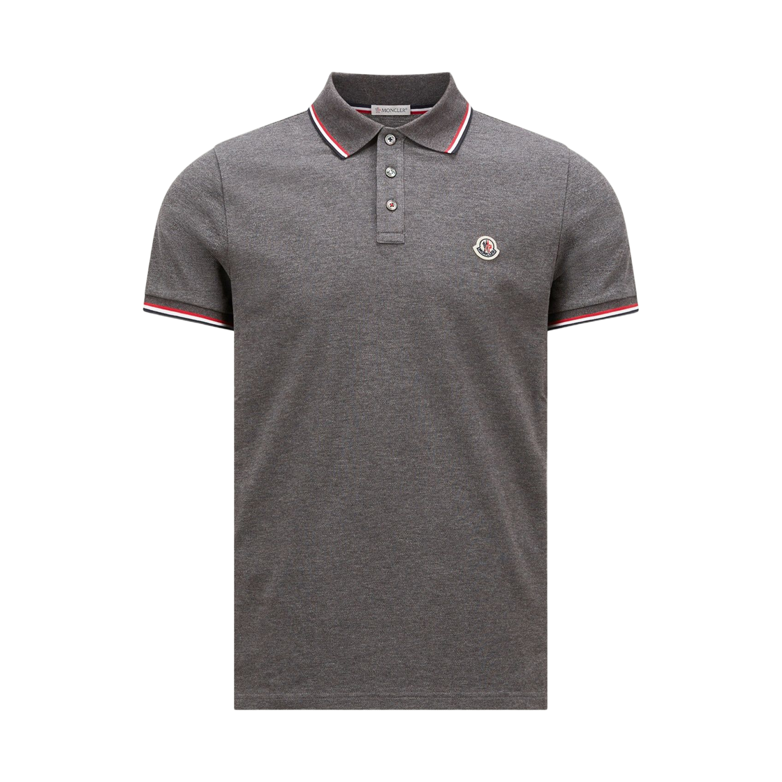L1-091-8A70300-84556-989 Moncler Tricolour Trimmed Cotton Piquet Polo Shirt Dark Grey - 26SS