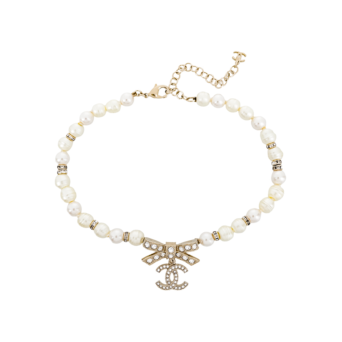 샤넬 23S CC 리본 펄 초커 펄리화이트 샴페인골드(6ET0249)(Chanel 23S CC Ribbon Pearl Choker - Pearly White Champagne Gold (6ET0249))