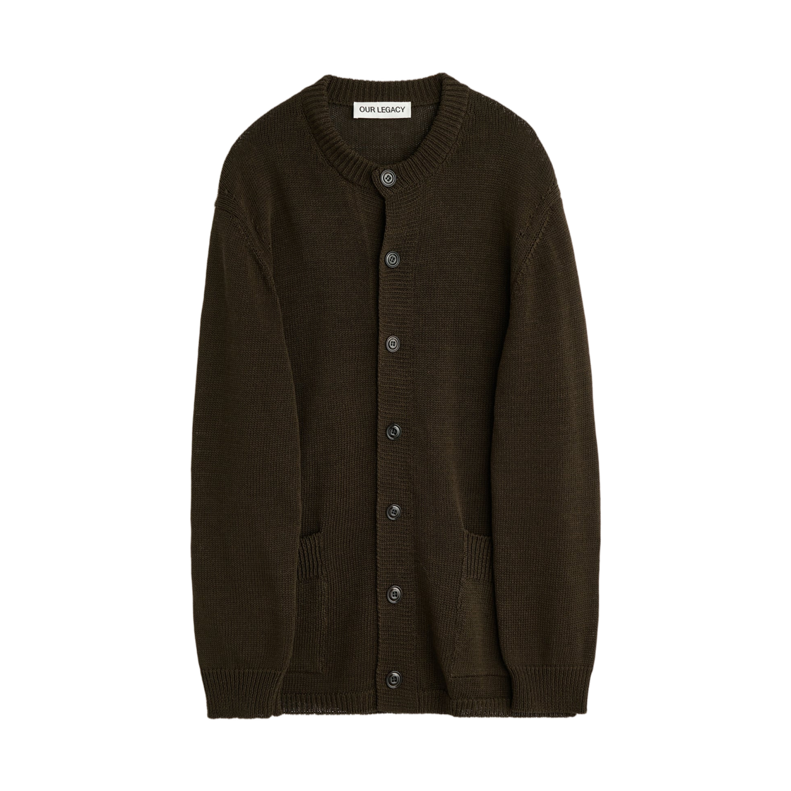 M2263PB Our Legacy Parlor Cardigan Black Coffee Cotton Rafia