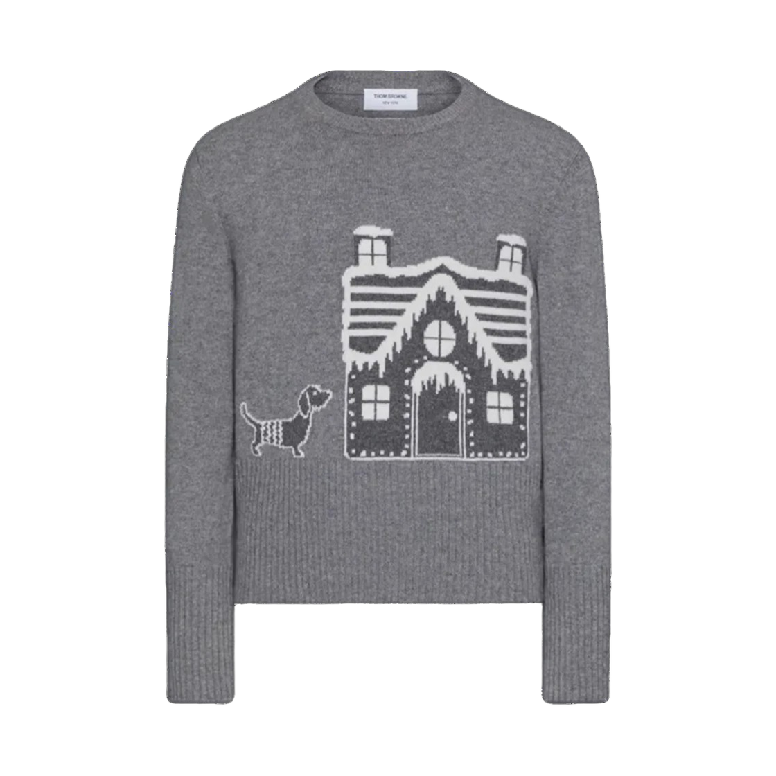 MKA531A Y1029 055 25S [15% 쿠폰] Thom Browne Holiday Scenery Merino Wool Crewneck Pullover Grey