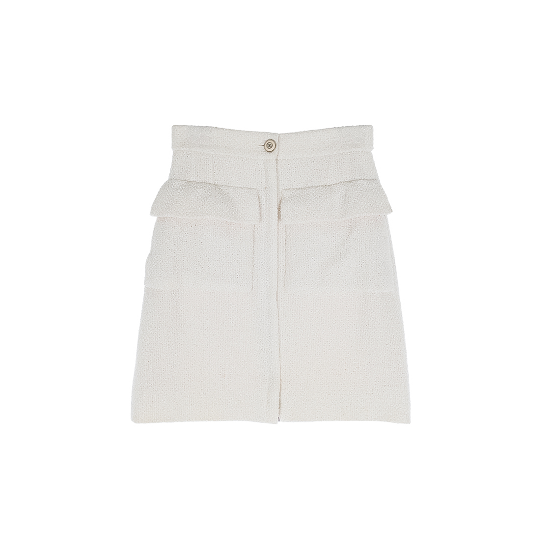 ITJKPOLDKLGU Chanel 20C Cotton Two-Pocket Tweed Skirt 36 White