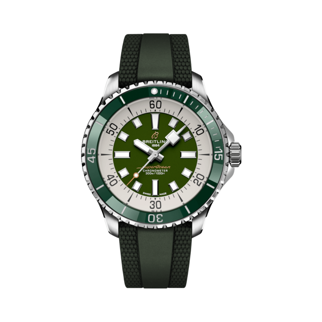 브라이틀링 슈퍼오션 오토매틱 44mm 그린 러버 그린(Breitling Superocean Automatic 44mm Green Rubber Green) - 1
