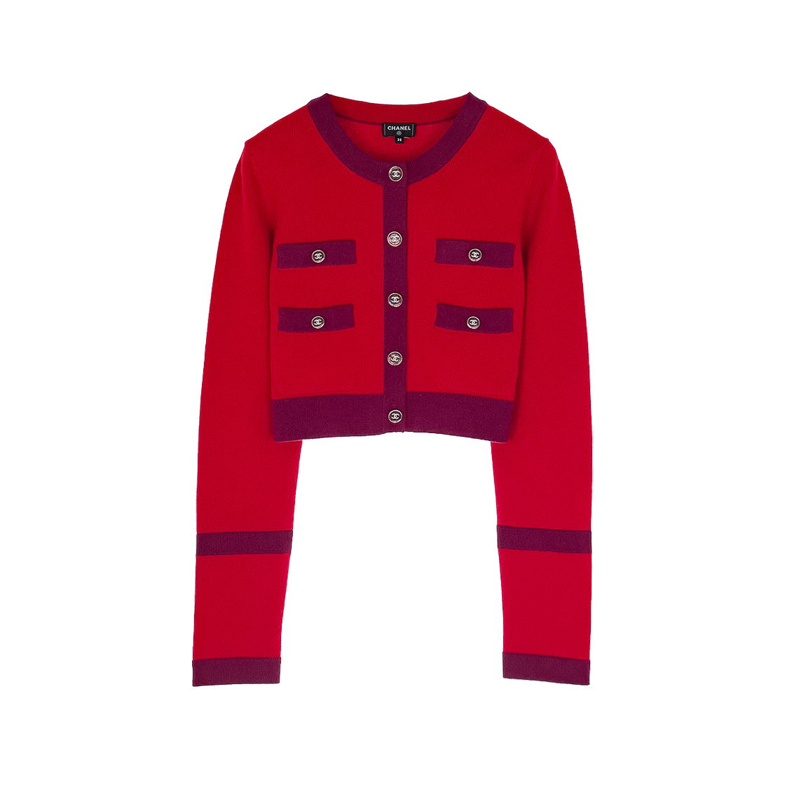 ITWCBJSOWJHG Chanel 23B Cashmere Cropped Cardigan 38 Red/Wine