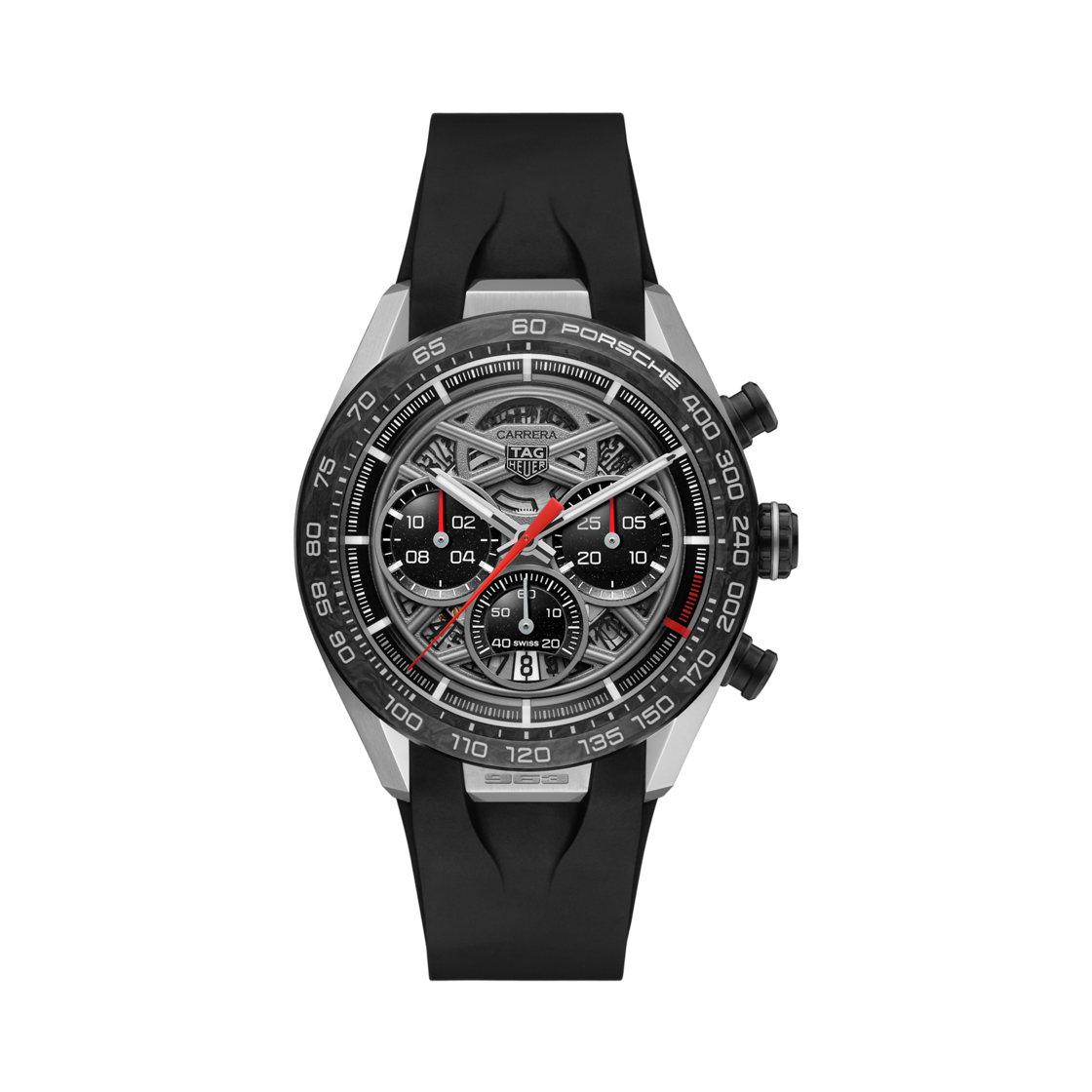 태그 호이어 x 포르쉐 까레라 크로노그래프 963 오토매틱 44mm 러버 블랙 그레이(TAG Heuer x Porsche Carrera Chronograph 963 Automatic 44mm Rubber Black Grey)