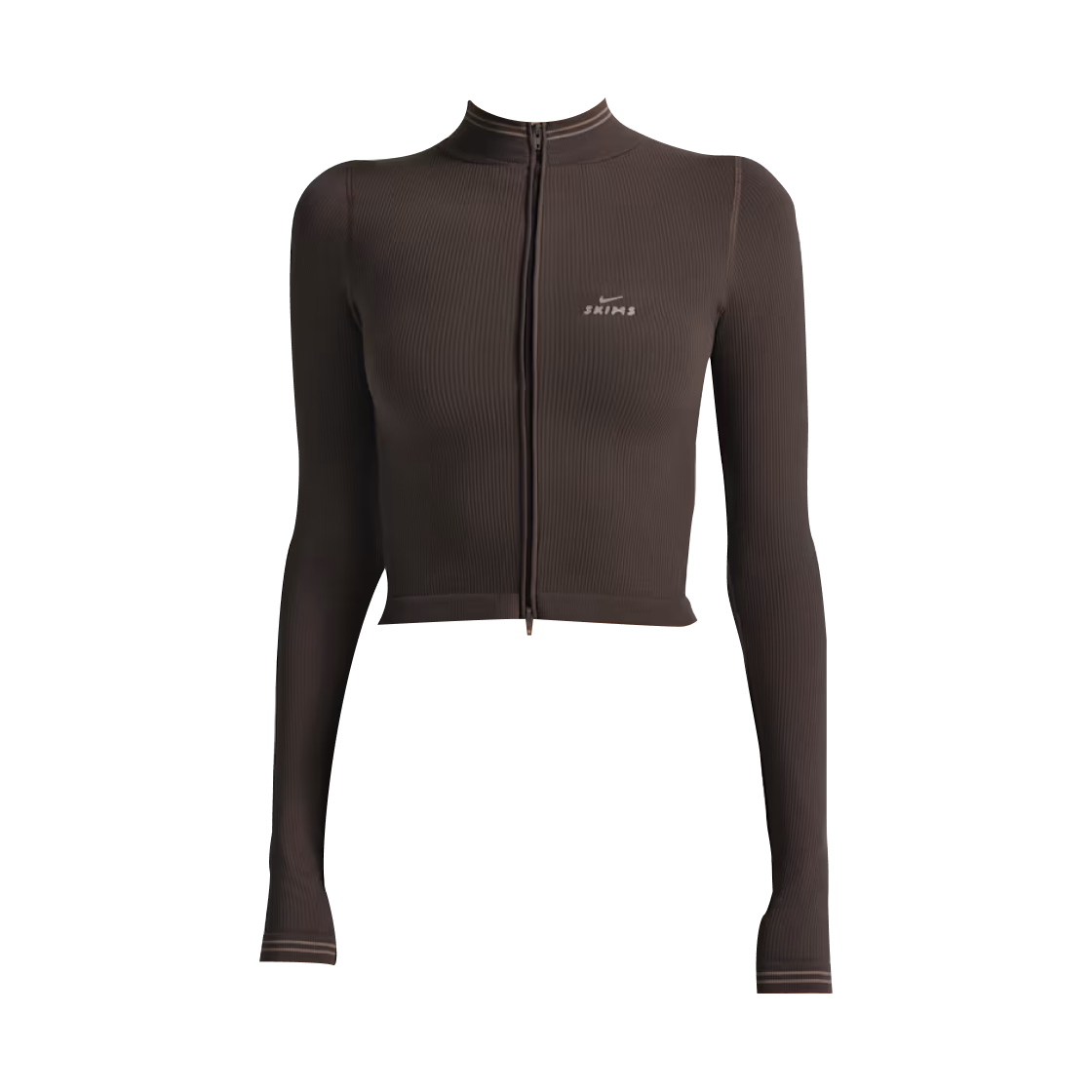 (W) 나이키스킴스 골지 심리스 크롭 풀집 재킷 NSKM 피닉스 NSKM 트러플((W) NikeSKIMS Ribbed Seamless Cropped Full-Zip Jacket NSKM Phoenix NSKM Truffle)
