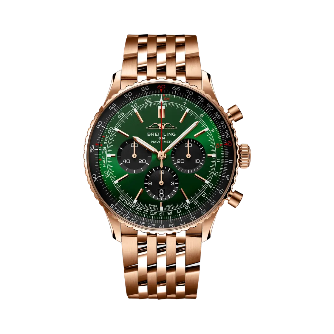 브라이틀링 내비타이머 B01 크로노그래프 메카니컬 46mm 메탈 18K 레드 골드 그린(Breitling Navitimer B01 Chronograph Mechanical 46mm Metal 18K Red Gold Green) - 1