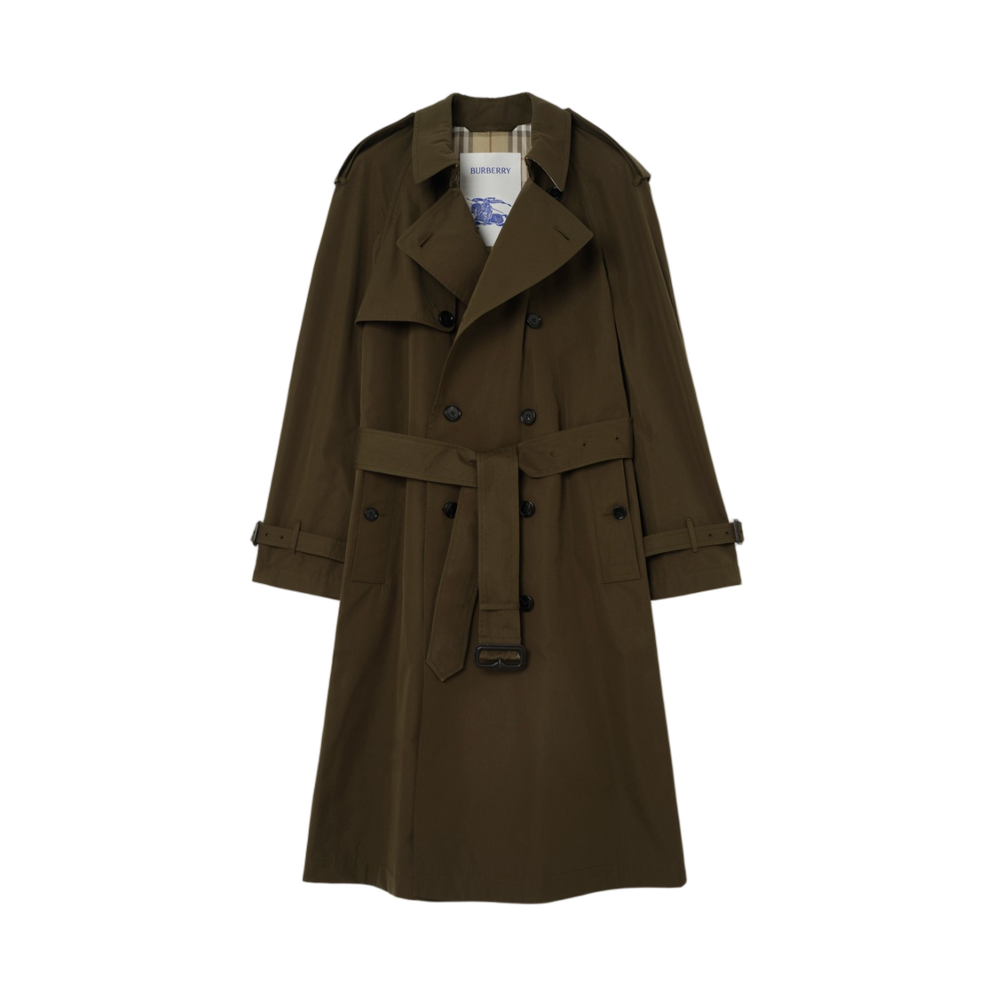 8119090 Burberry Long Lightweight Cotton Trench Coat Marsh Green