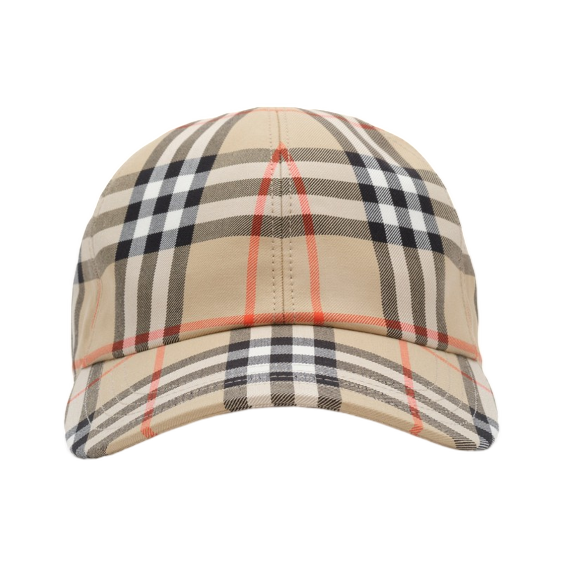 8128347 Burberry Check Cotton Baseball Cap Sand Beige