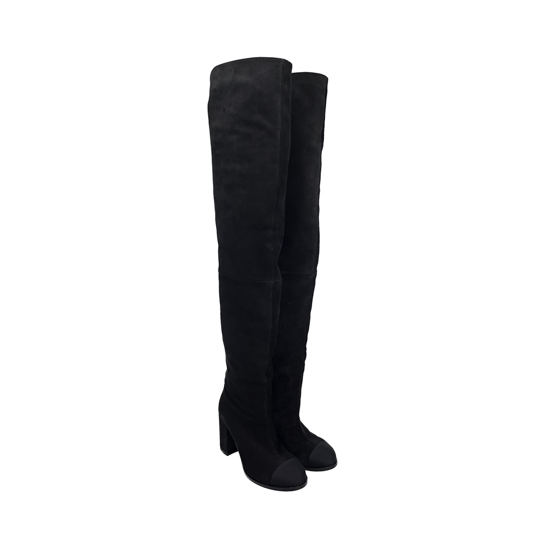 ITCWAP3SNFUB Chanel 24FW Suede Over-the-Knee Boots 37.5 Black (6ET0177)
