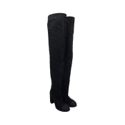 Chanel 24FW Suede Over-the-Knee Boots 37.5 Black (6ET0177)