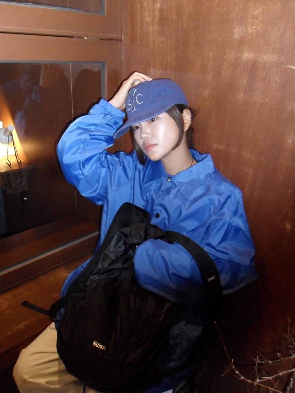 Sunday Ceremony Syc Logo 5 Panel Cotton Cap - Blue 착용 스타일 - 3