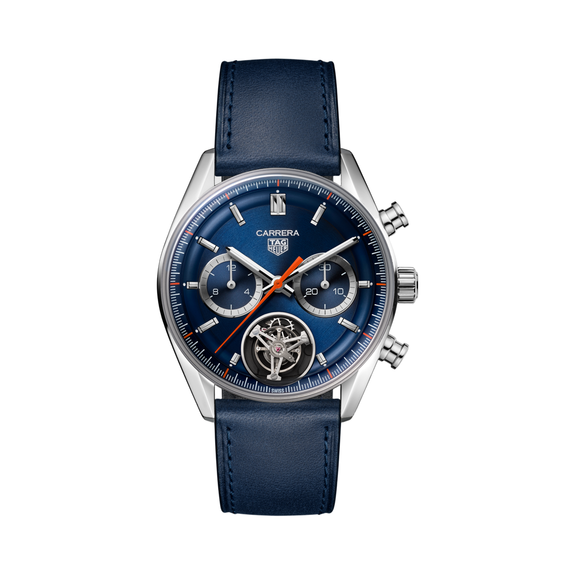 태그 호이어 까레라 크로노그래프 투르비옹 오토매틱 42mm 스틸 레더 블루(TAG Heuer Carrera Chronograph Tourbillon Automatic 42mm Steel Leather Blue) - 1