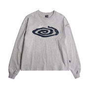 Riomeu Denim Appliqué Long Sleeve T-shirt Melange Gray