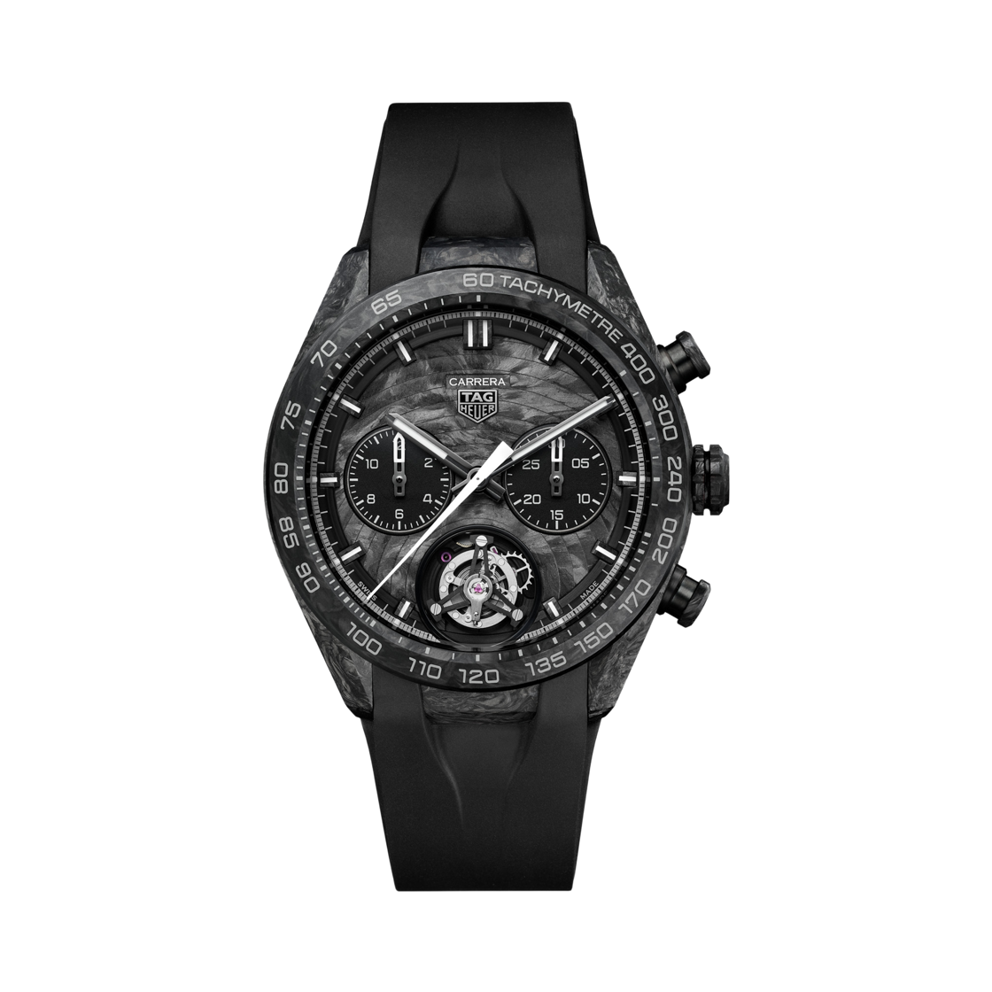 태그 호이어 까레라 크로노그래프 투르비옹 익스트림 스포츠 TH-카본스프링 오토매틱 44mm 러버 블랙(TAG Heuer Carrera Chronograph Tourbillon Extreme Sport TH-Carbonspring Automatic 44mm Rubber Black) - 1