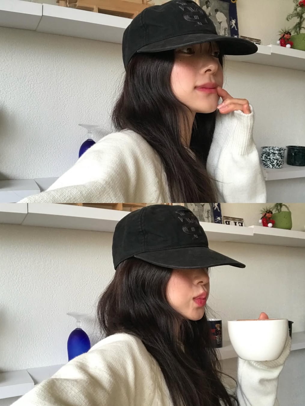 Sunday Ceremony Sy Logo 5 Panel Cotton Cap - Black 착용 스타일 - 3