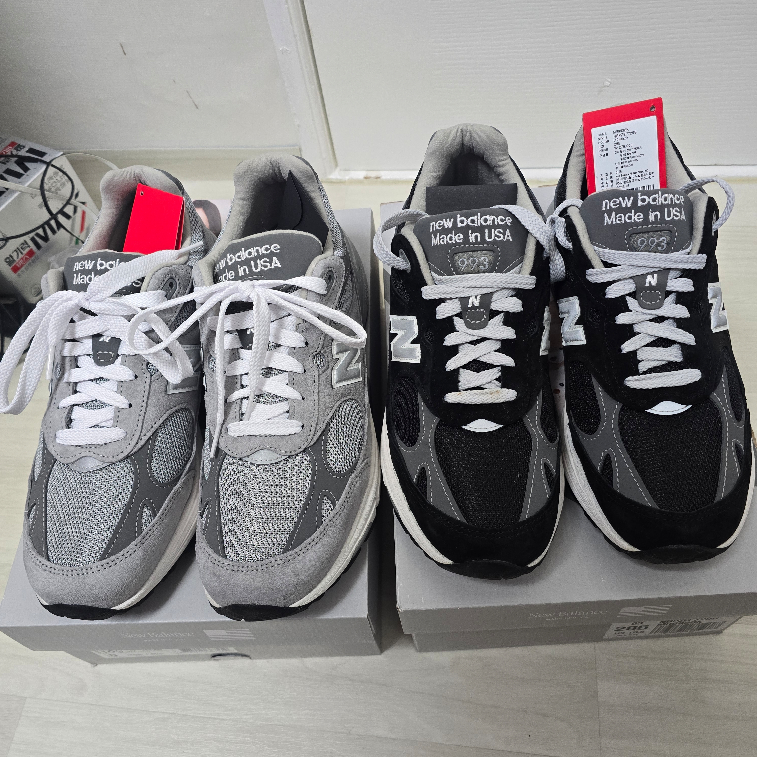 New Balance 993 Made in USA Grey - D Standard, New Balance 993 Made in USA Black - D Standard 착용 스타일