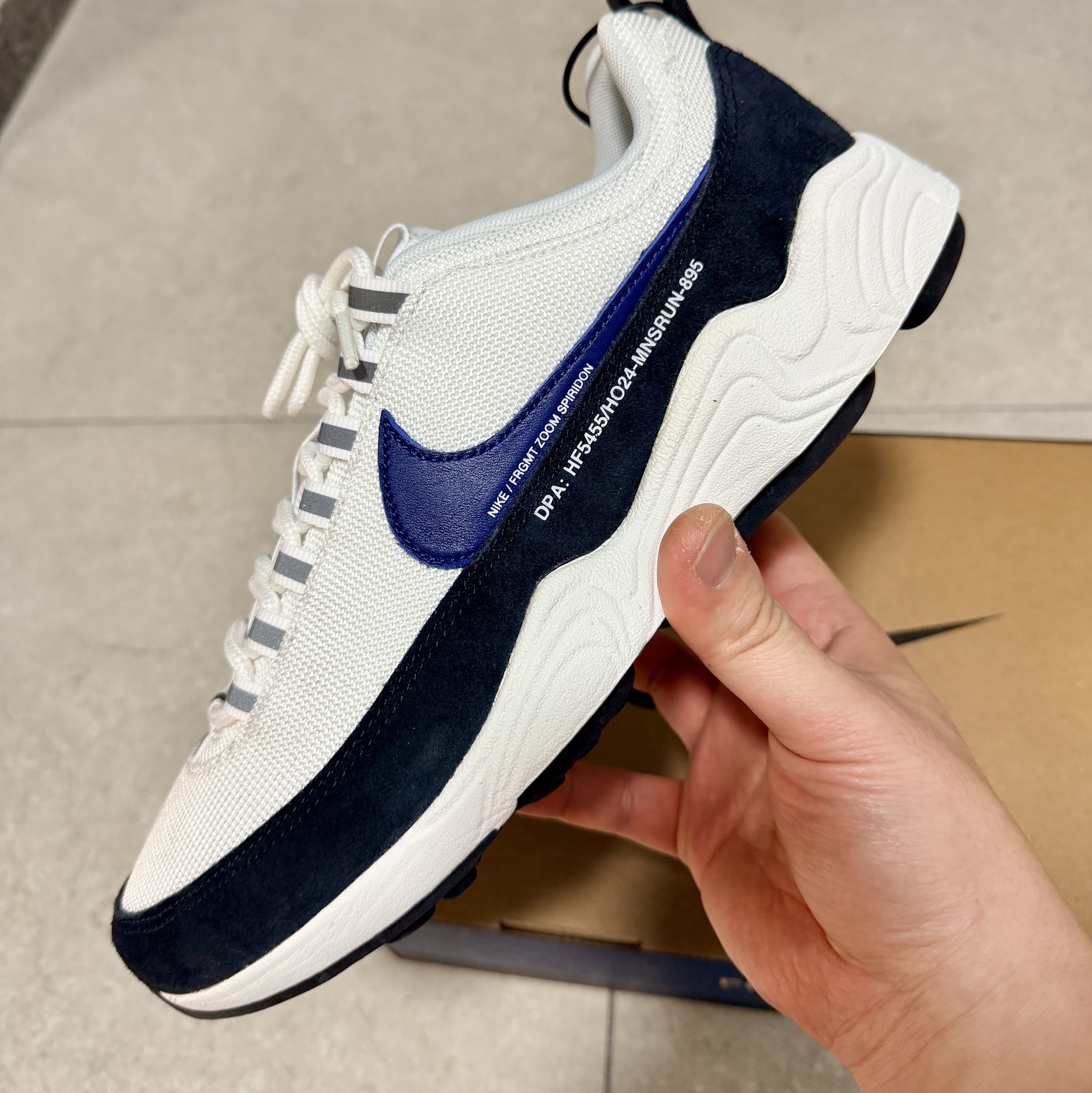Nike x Fragment Air Zoom Spiridon Blue Void 착용 스타일 - 2