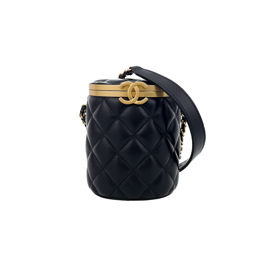 ITQ9KSJ2TK5S Chanel Quilted Cosmetic Bag - Black Vintage Lambskin