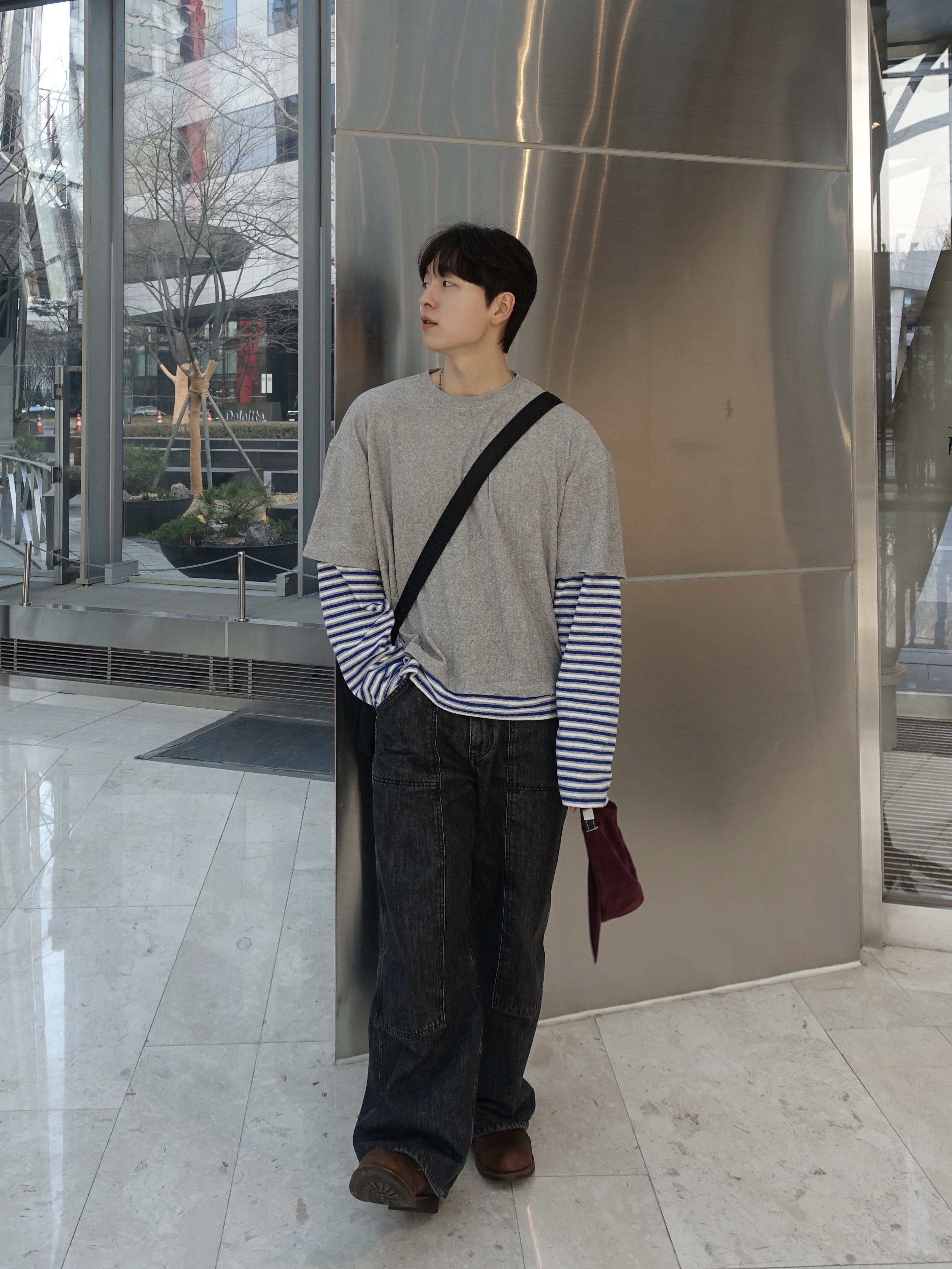 Nonnod Terry Layered T-shirts Grey, Red Wing Iron Ranger 8111 Amber Harness - D 착용 스타일 - 5