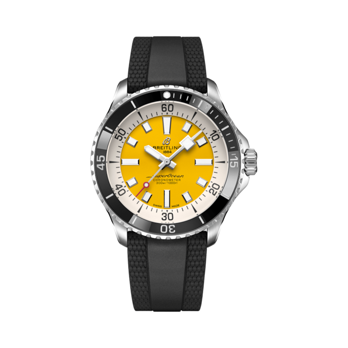 A17375211I1S1 Breitling Superocean Automatic 42mm Black Rubber Yellow