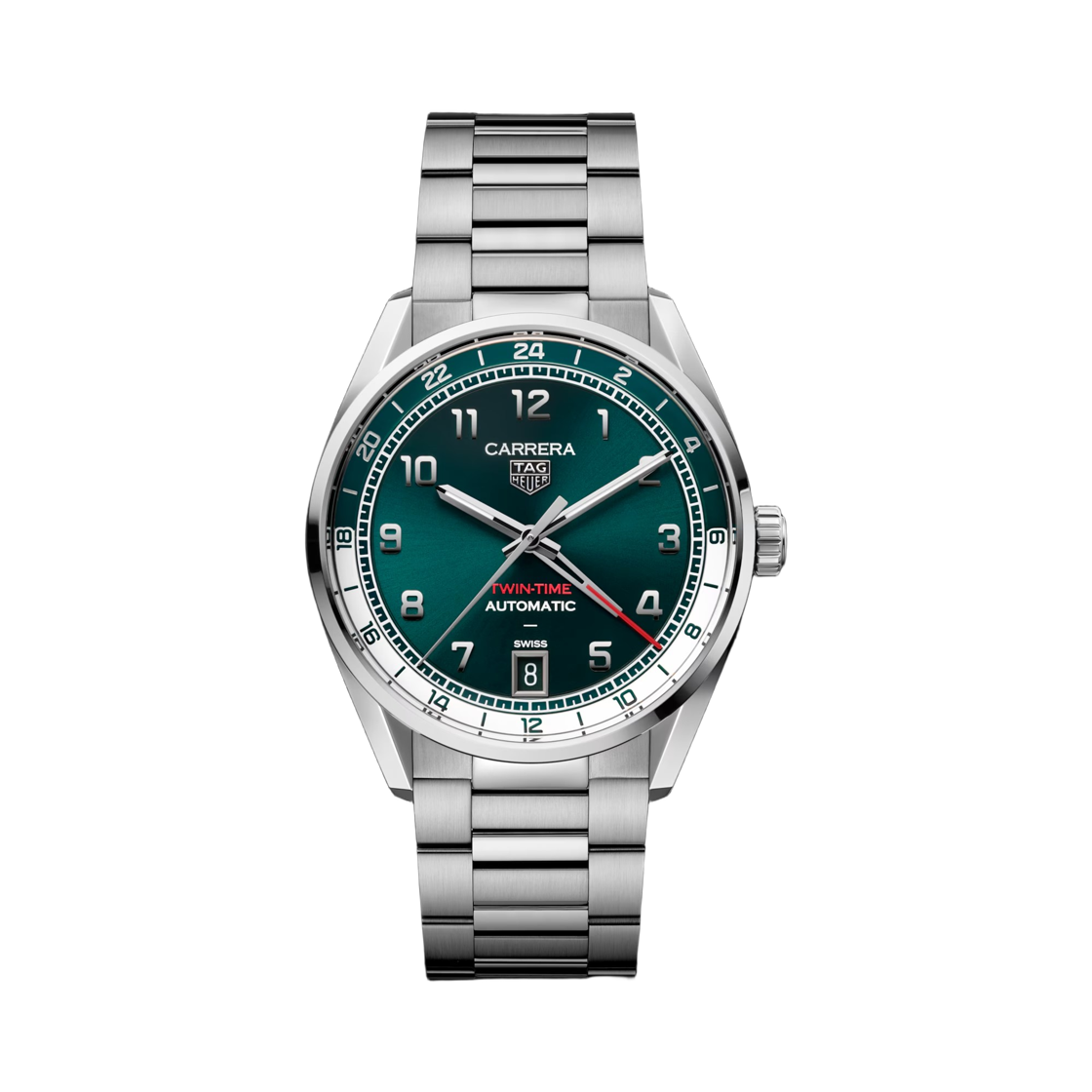 태그 호이어 까레라 데이트 트윈 타임 오토매틱 41mm 스틸 그린(TAG Heuer Carrera Date Twin Time Automatic 41mm Steel Green)
