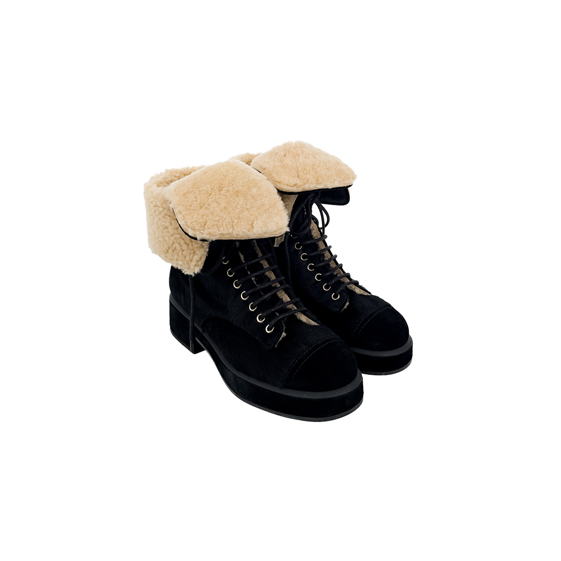 ITV3CVVV3GPJ Chanel 22B Lace-Up Suede Boots 38 Black