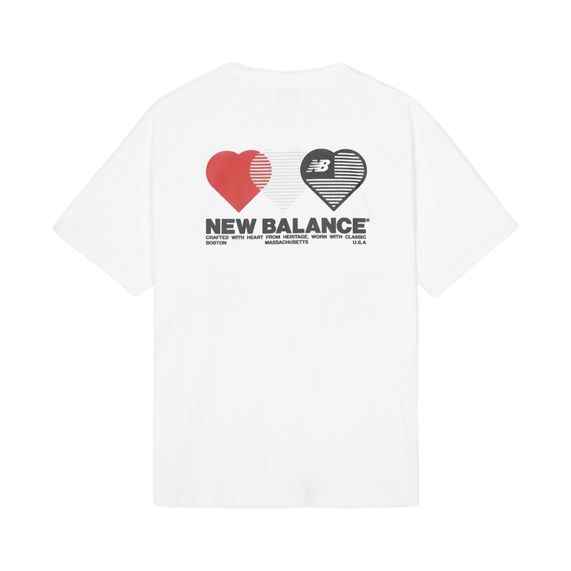 NBNEG2A073-10 New Balance The Valentine Semi Over Fit Heart Graphic T-Shirt White