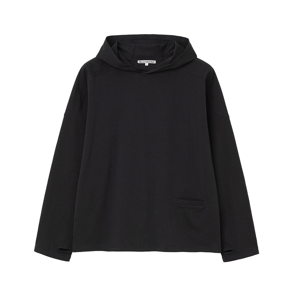 ML735BLK Millo Archive Disloc Long Sleeve Hoodie Black