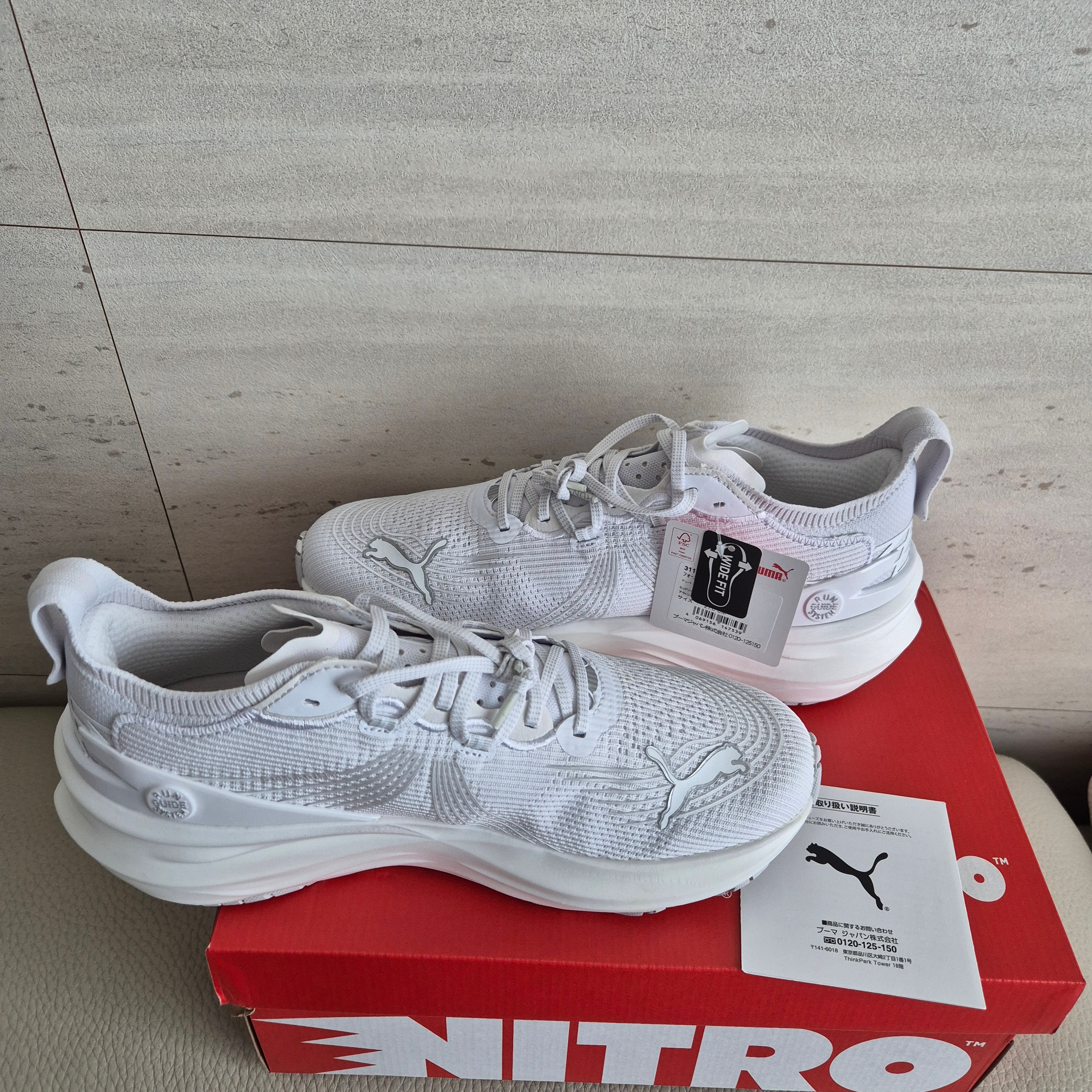 Puma Foreverrun Nitro 2 Wide White Silver 착용 스타일 - 2