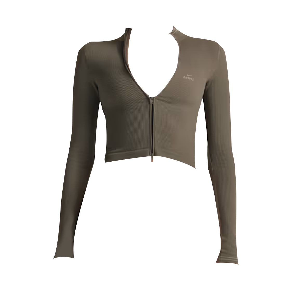 (W) 나이키스킴스 골지 심리스 크롭 풀집 재킷 NSKM Dsty OK MS NSKM 듄((W) NikeSKIMS Ribbed Seamless Cropped Full-Zip Jacket NSKM Dusty Oak Mist NSKM Dune) - 1