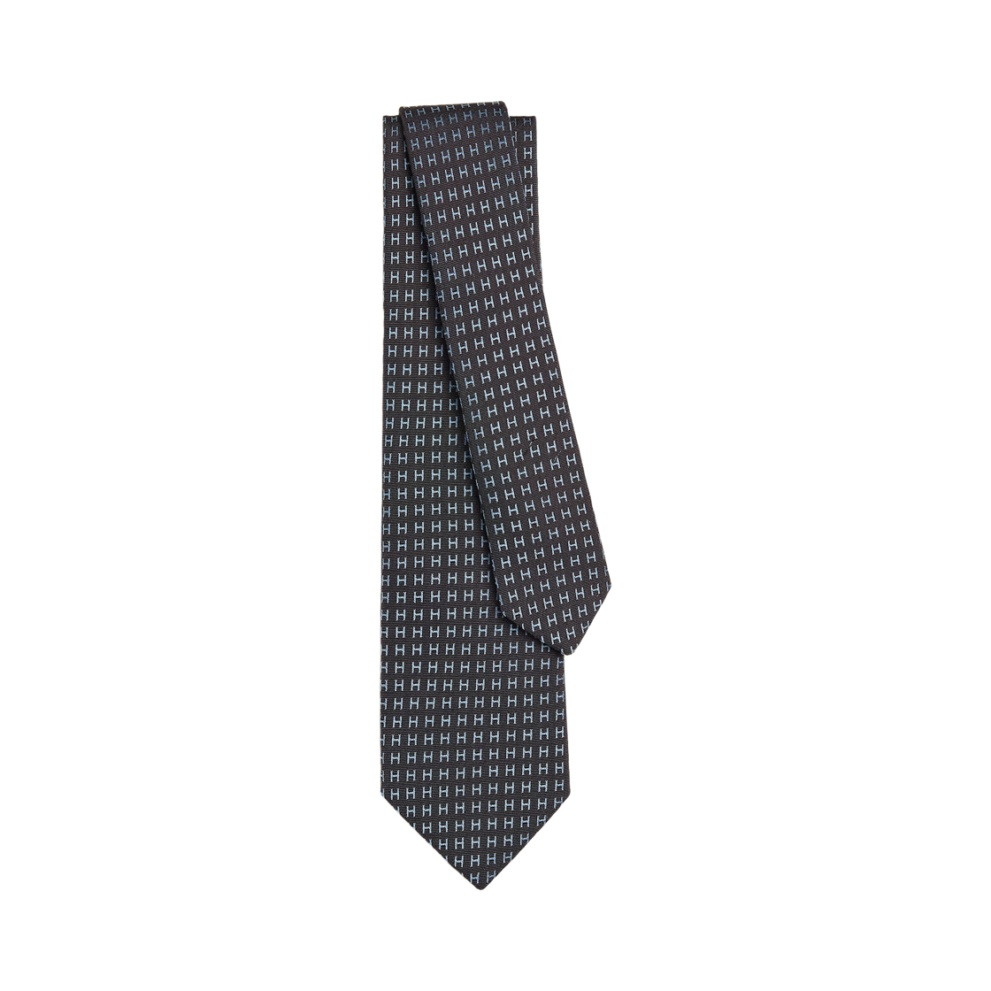 H036322T01 Hermes Faconnee H Bicolore Tie Thalassa Bleu