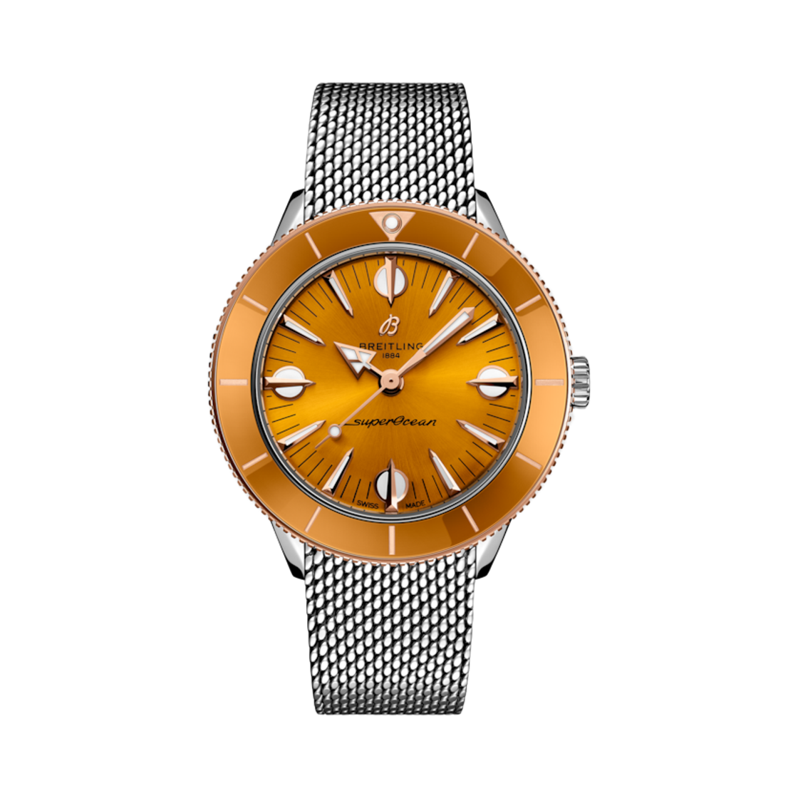 브라이틀링 슈퍼오션 헤리티지 '57 하이랜드 메카니컬 38mm 메탈 스틸 머스타드(Breitling Superocean Heritage '57 Highland Mechanical 38mm Metal Steel Mustard)