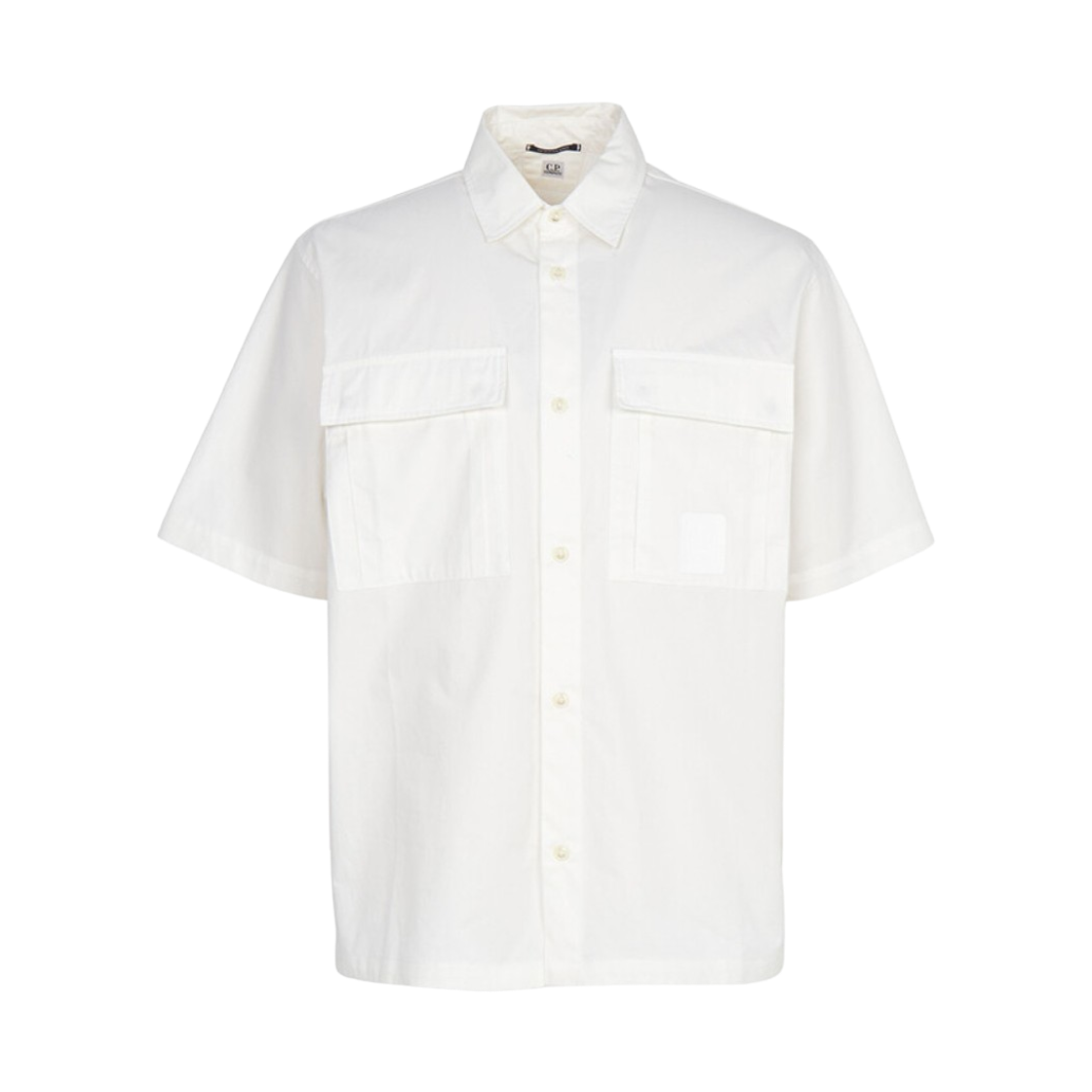 20CLSH023A006472A103 C.P. Company Gabardine Short Sleeve Shirt White - 26SS