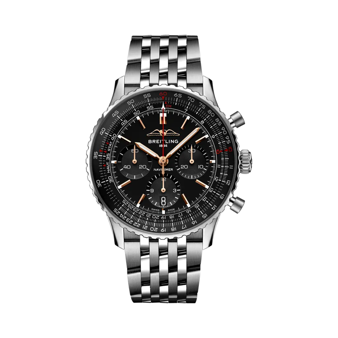 브라이틀링 내비타이머 B01 크로노그래프 코리아 리미티드 에디션 메카니컬 43mm 메탈 스틸 블랙(Breitling Navitimer B01 Chronograph Korea Limited Edition Mechanical 43mm Metal Steel Black)