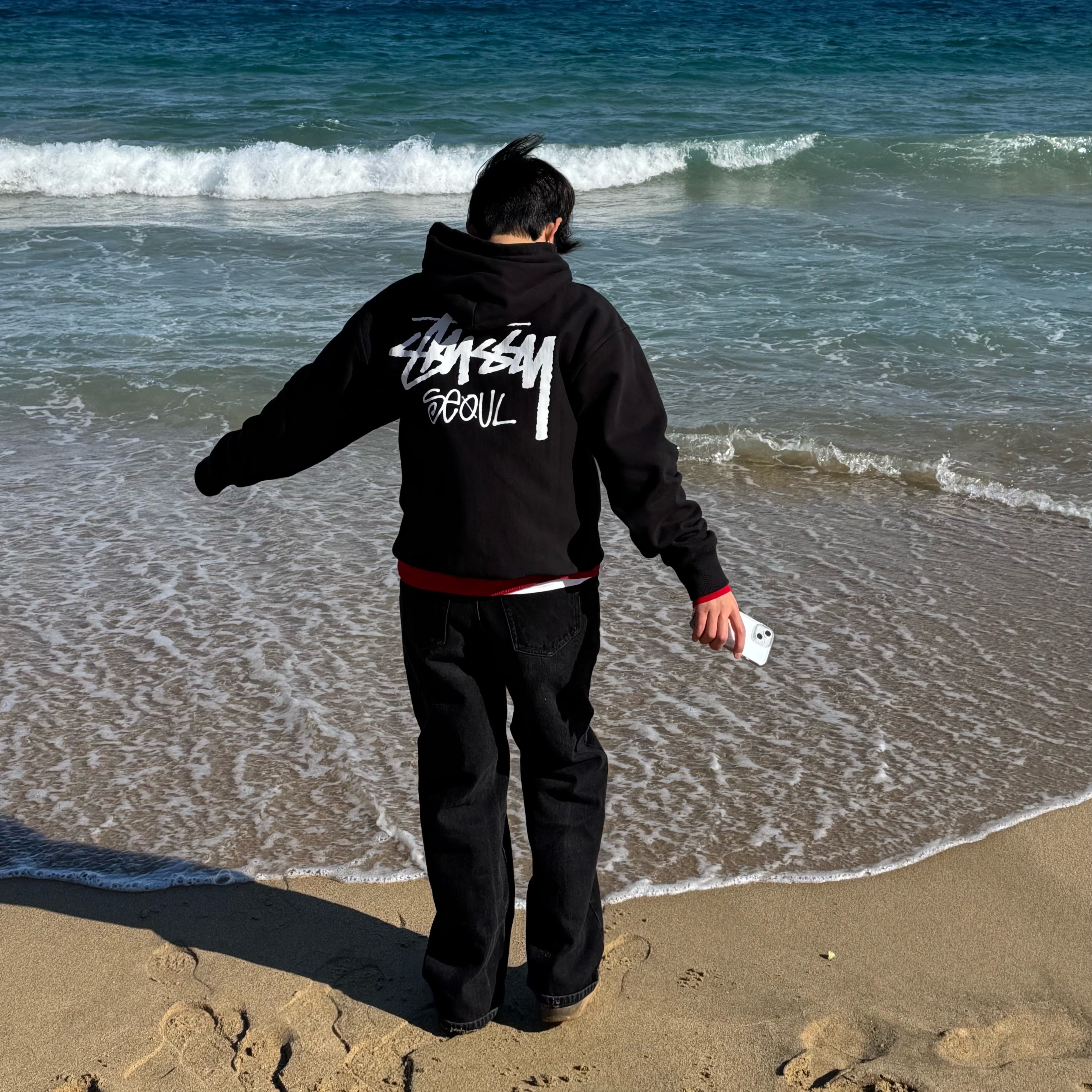 Stussy Stock Seoul Hood Black 착용 스타일 - 2