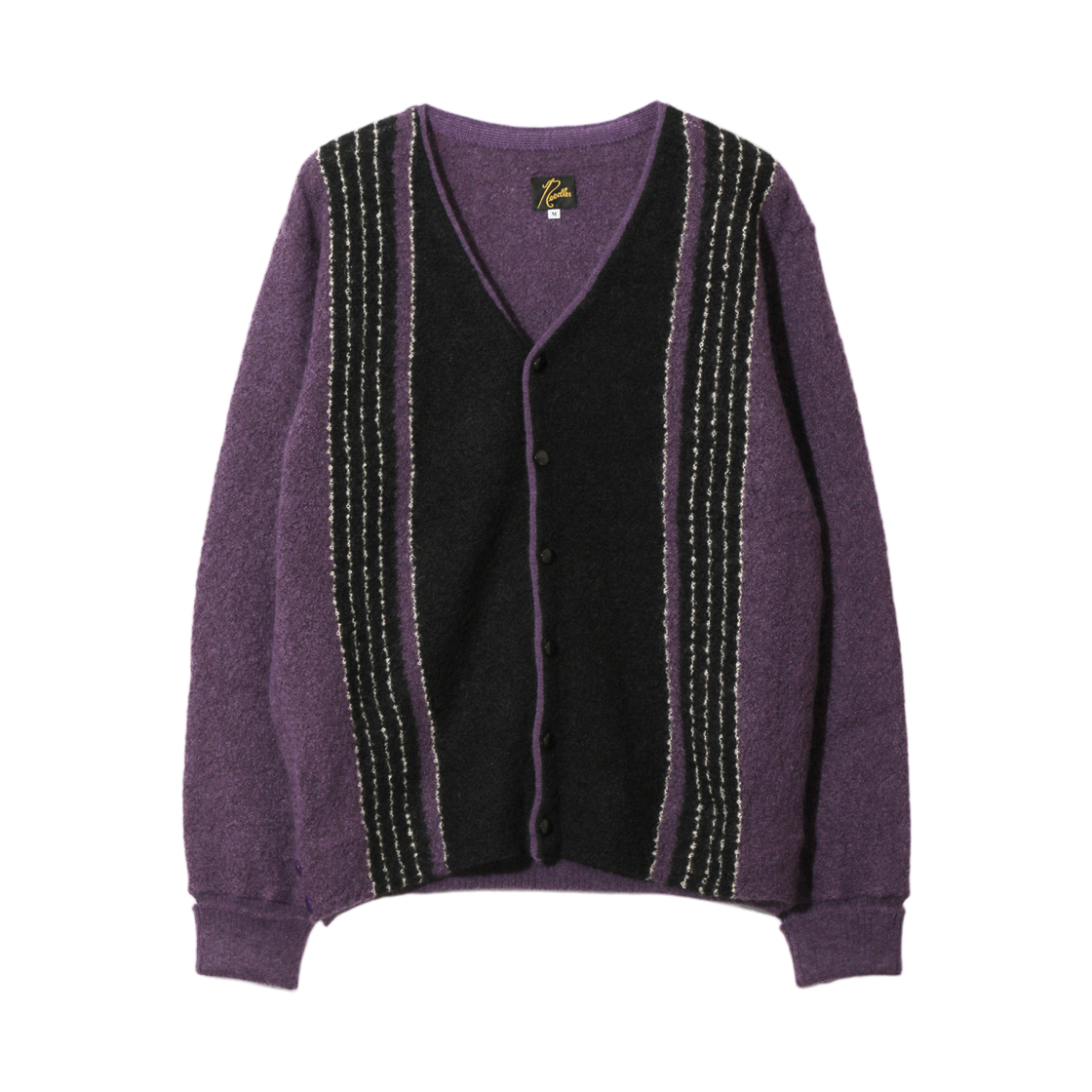 SX456B Needles Knit Cardigan Crepe Weave Stripe Purple