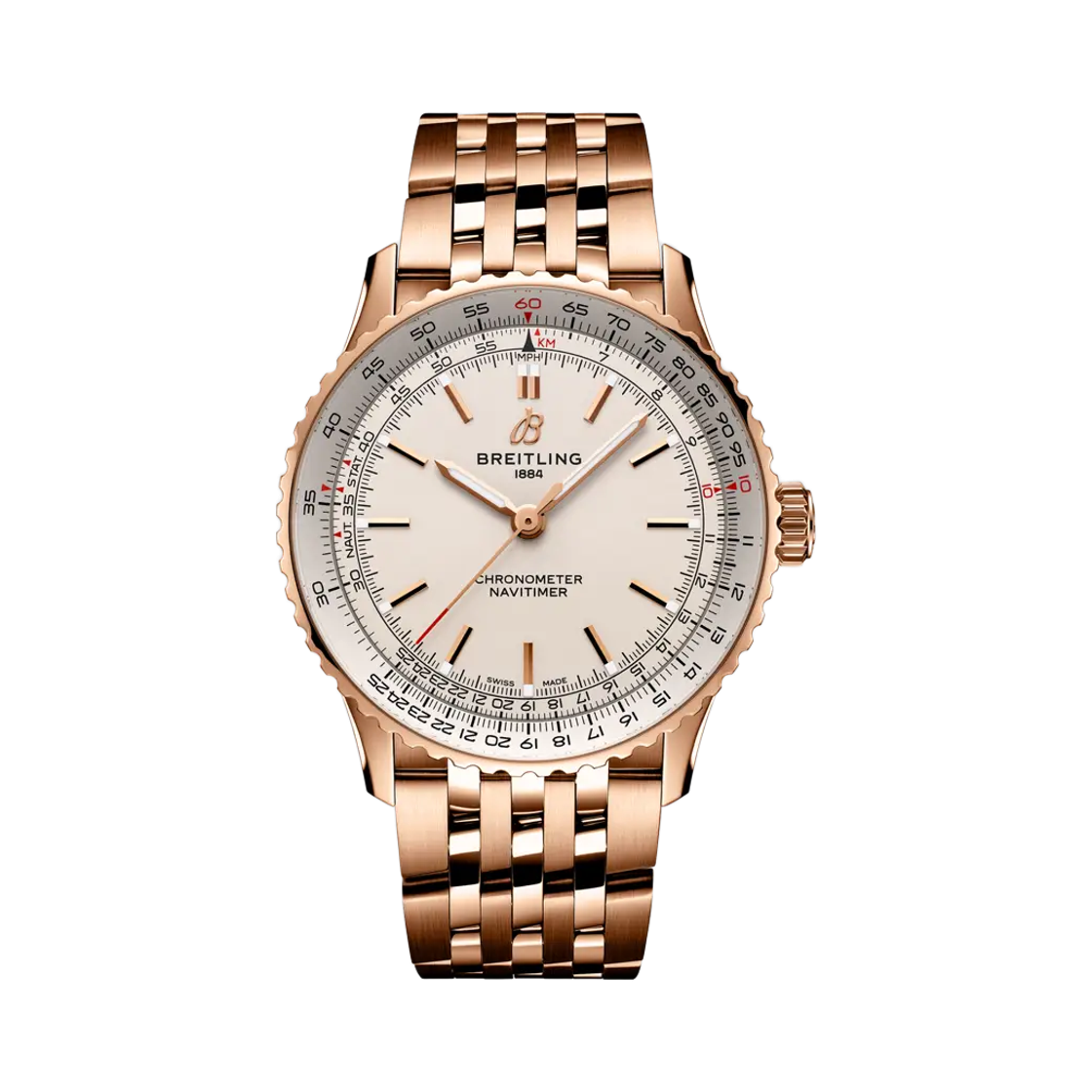 브라이틀링 내비타이머 오토매틱 41mm 18K 레드 골드 메탈 베이지(Breitling Navitimer Automatic 41mm 18K Red Gold Metal Beige)