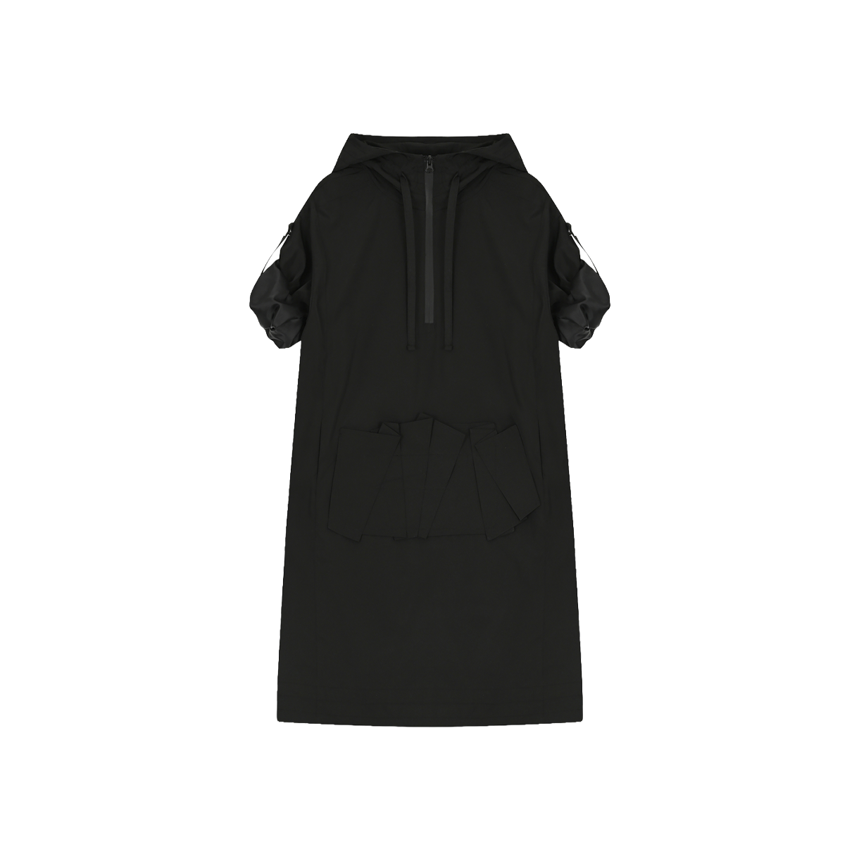 나체 우먼 폴디드 포켓 후디 드레스 블랙 - 26SS(Nache Women Folded Pocket Hoodie Dress Black - 26SS)