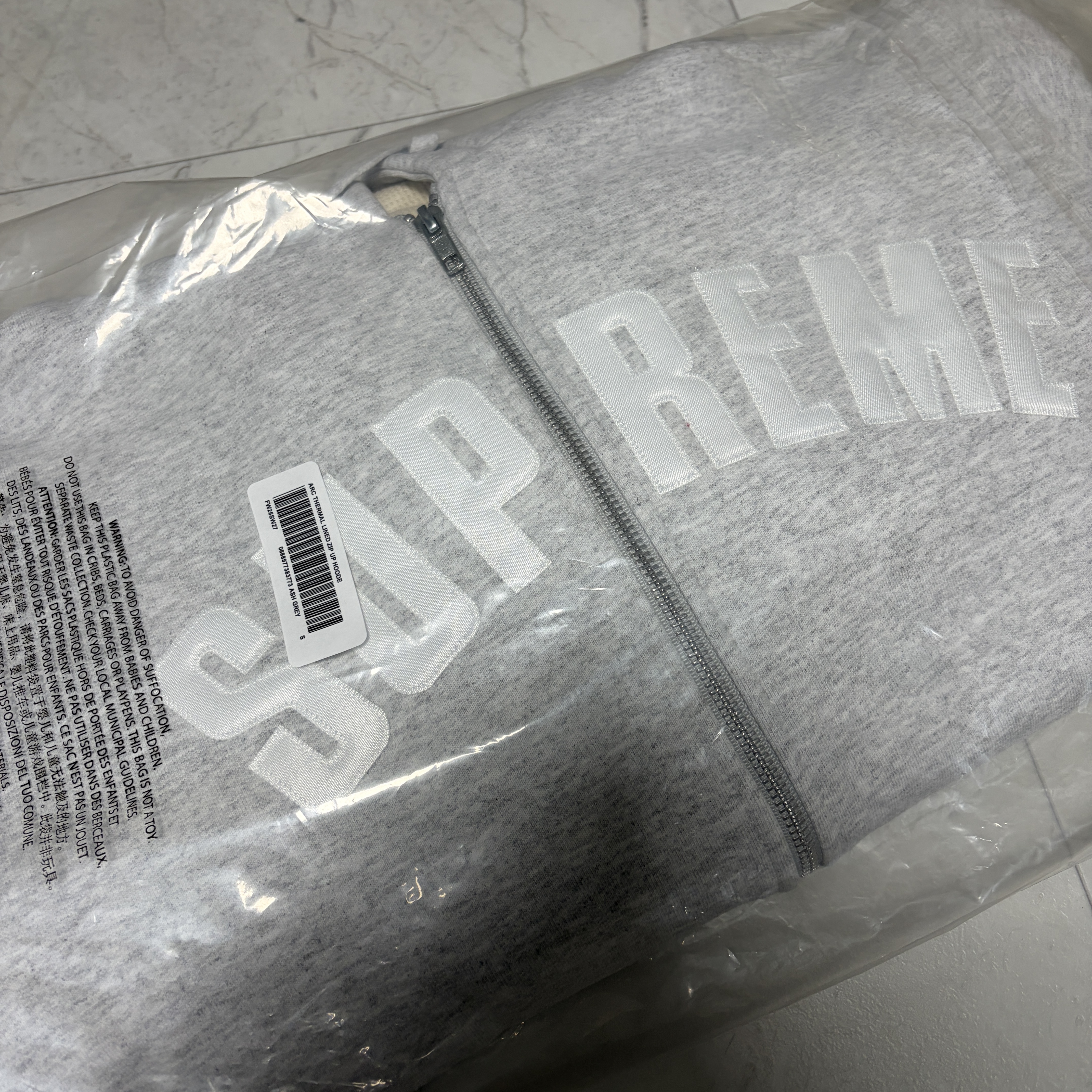 Supreme Arc Thermal Lined Zip Up Hooded Sweatshirt Ash Grey - 25FW 착용 스타일