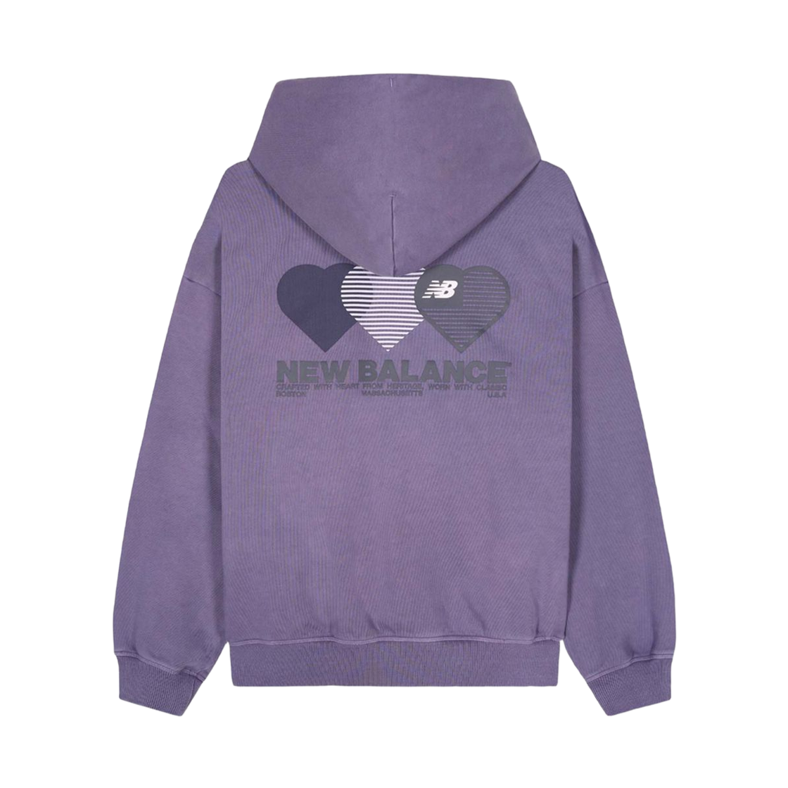 NBN0G2A033-CF New Balance The Valentine Over Fit Heart Graphic Hoodie Dark Purple