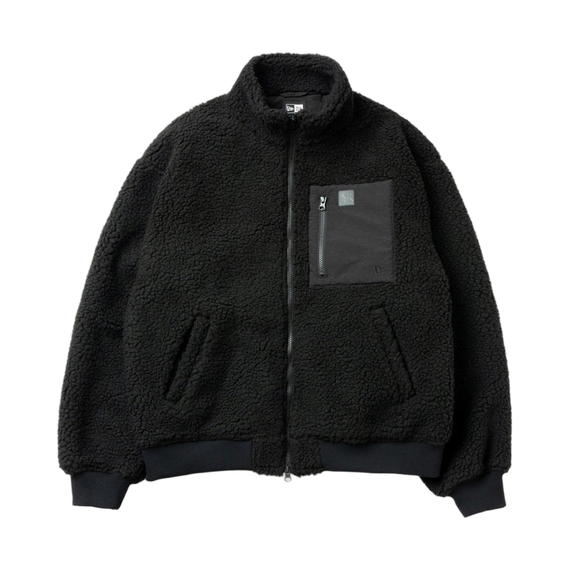 뉴에라 x Y's 바이 요지 야마모토 보아 블루종 레더 패치 블랙(New Era x Y's By Yohji Yamamoto Boa Blouson with Leather Patches In Black)