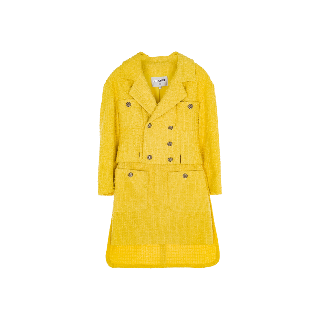 ITCJ8Q3BT6PN Chanel 22S Tweed Jacket & Skirt Set 36 Yellow (6ET0246)