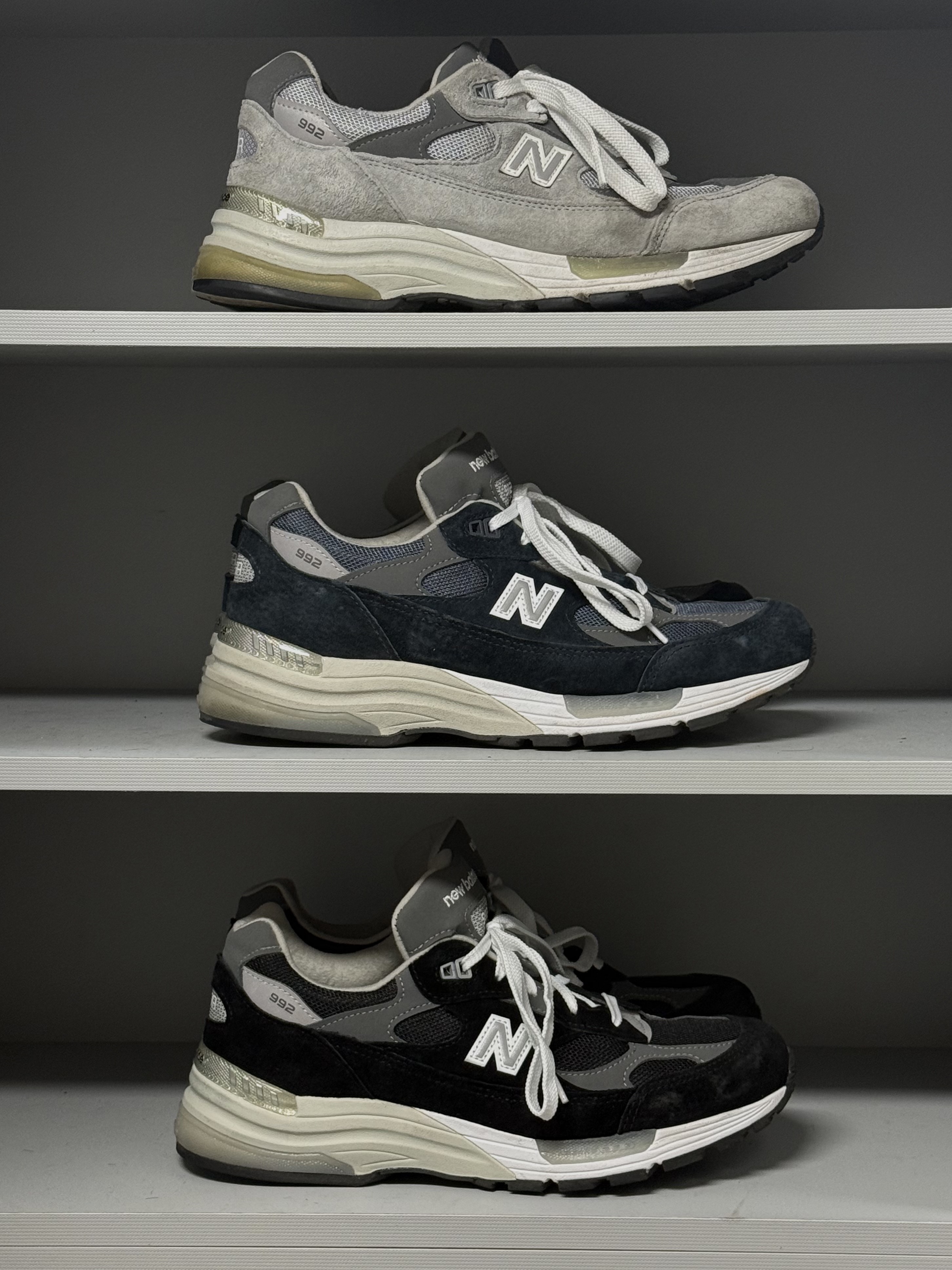 New Balance 992 Made in USA Grey - D Standard, New Balance 992 Made in USA Core Navy 착용 스타일