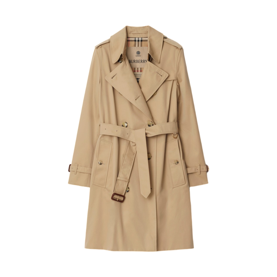 8117243 (W) Burberry Mid Length Kensington Heritage Trench Coat Honey Beige