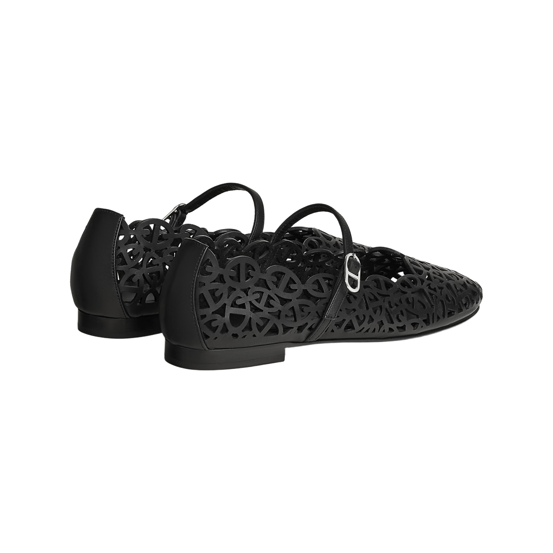 (W) 에르메스 멜리 발레 플랫 램스킨 & 팔라듐 하드웨어 누아((W) Hermes Meli Ballet Flat Lambskin & Palladium Noir) - 3